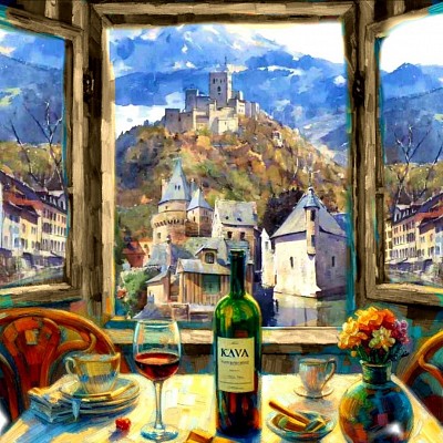 Cette photo montre nos origines (Château de Jaén, Château de Vitré) et notre présent (Annecy).